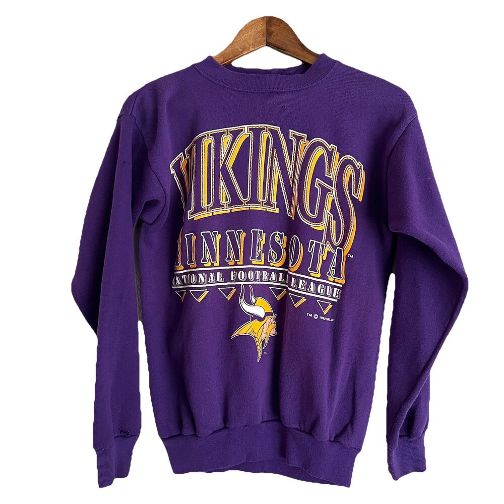 Vintage 1992 Minnesota Vikings Crewneck Sweatshirt Size M Purple